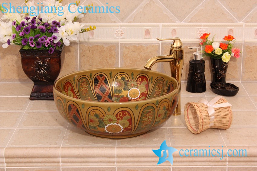 YL-P_6592 YL-P_6592 Japanese style ceramic wash basin cabinet top - shengjiang  ceramic  factory   porcelain art hand basin wash sink