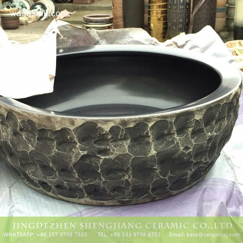 TPAA-206-w15h41j395 TPAA-206 China factory offering stone style thicken wall portable counter top ceramic wash basin bowl - shengjiang  ceramic  factory   porcelain art hand basin wash sink