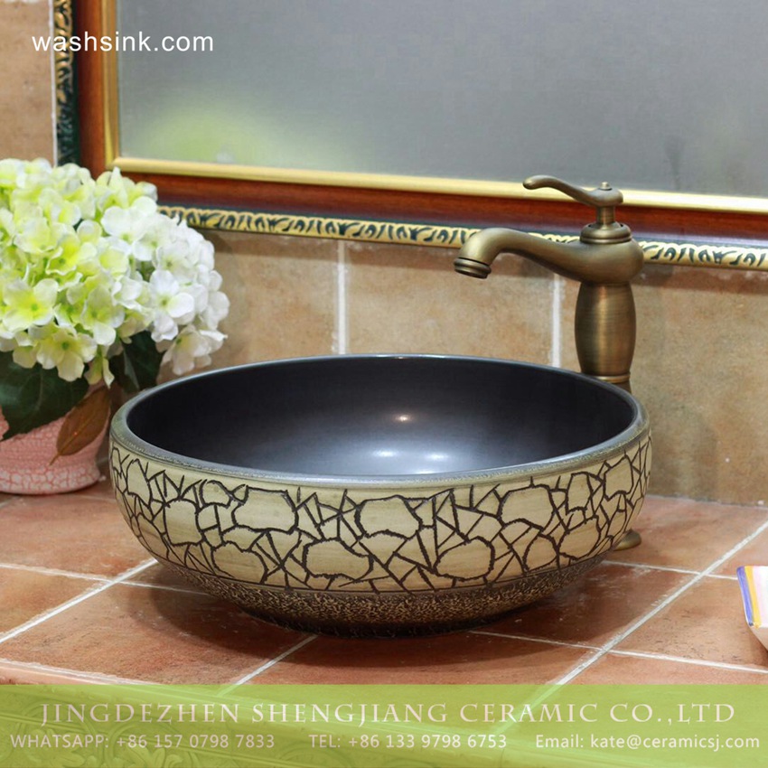 TPAA-207-w15h41j395 TPAA-207 Jingdezhen Shengjiang round art ceramic bathroom sinks and cabinets - shengjiang  ceramic  factory   porcelain art hand basin wash sink