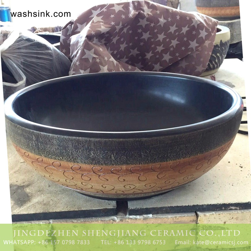 TPAA-216-w15h41j395 TPAA-216 Jingdezhen wholesale local artisan made old fashioned pottery wash bowl - shengjiang  ceramic  factory   porcelain art hand basin wash sink