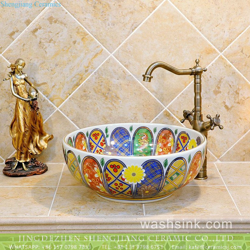 TXT05A-5 TXT05A-5 Japan style Shengjiang factory porcelain vintage wash bowl - shengjiang  ceramic  factory   porcelain art hand basin wash sink