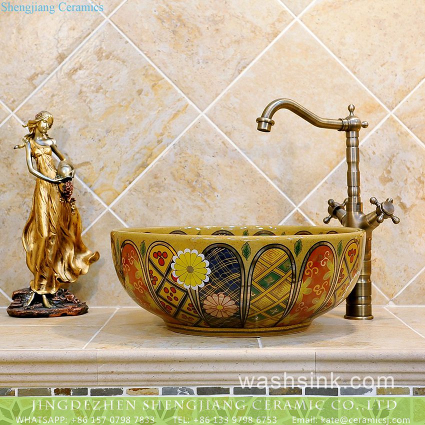 TXT05B-3 TXT05B-3 Nippon royal style antique ceramic wash basin set - shengjiang  ceramic  factory   porcelain art hand basin wash sink