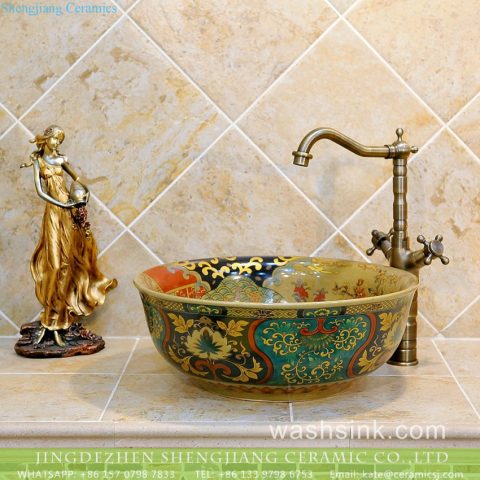 TXT14B-4 New produced Jingdezhen Jiangxi typical floral art ceramic sink