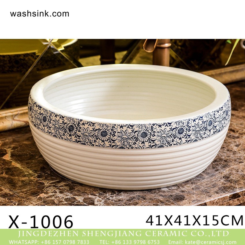 XHTC-X-1006-1 XHTC-X-1006-1 Chinese factory direct art ceramic spiral pattern and beautiful printing wash basin - shengjiang  ceramic  factory   porcelain art hand basin wash sink