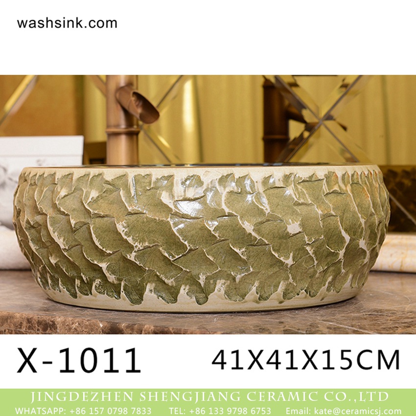 XHTC-X-1011-2-1 XHTC-X-1011-2 Hot Sales special design irregular shape sink antique ceramic wash basin - shengjiang  ceramic  factory   porcelain art hand basin wash sink