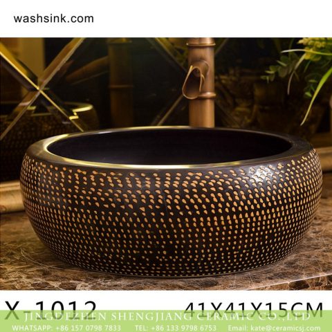 XHTC-X-1012-3 Jingdezhen wholesale brown bottom with yellow point art ceramic sanitary ware