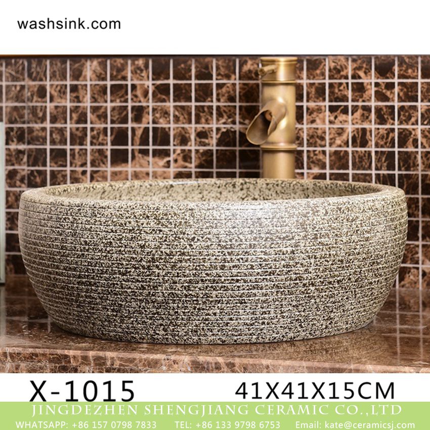XHTC-X-1015-1 XHTC-X-1015-1 Chinese morden new style hand carved imitating marble ceramic wash basin - shengjiang  ceramic  factory   porcelain art hand basin wash sink