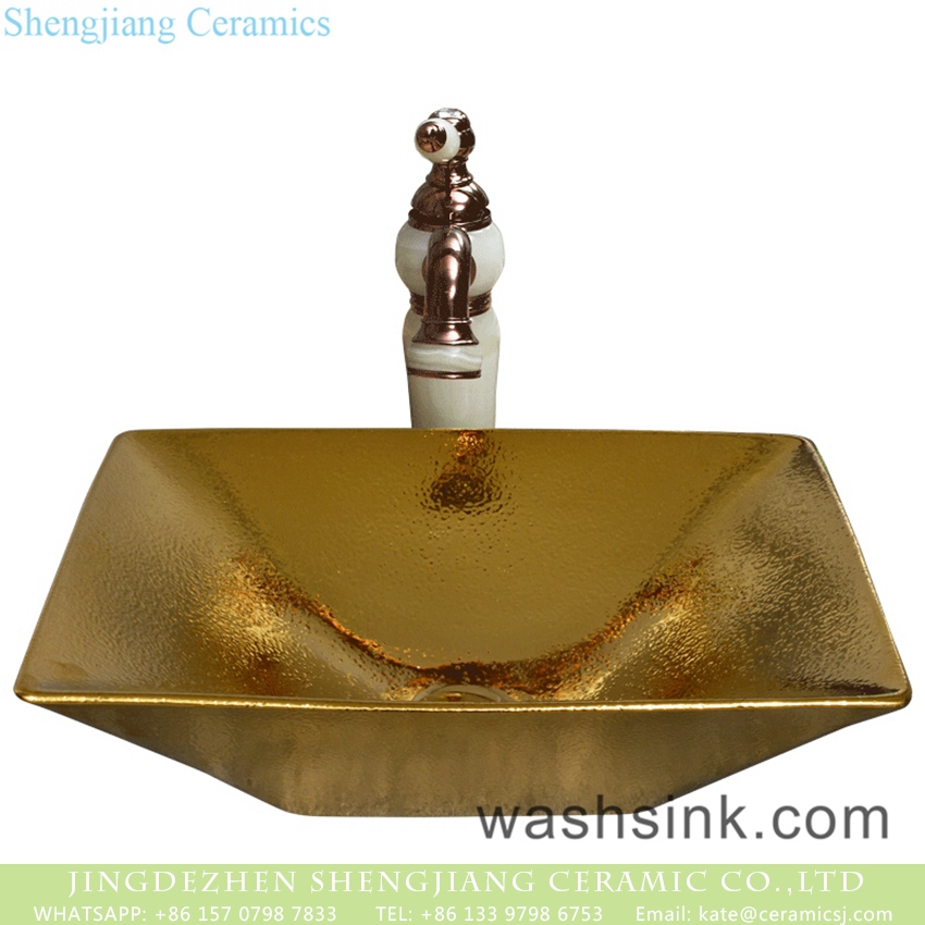 YQ-007-14 Jingdezhen factory direct wholesale modern art design royal golden luxury bathroom design vessel sink YQ-007-14 - shengjiang  ceramic  factory   porcelain art hand basin wash sink