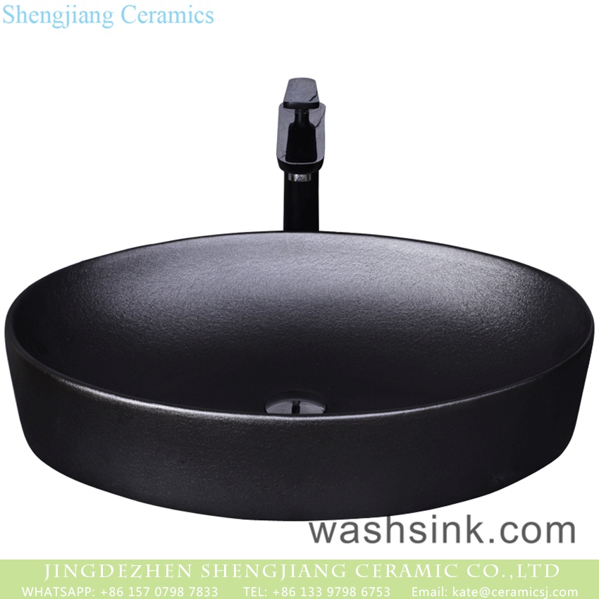 YQ-011-10 Made in Jingdezhen ceramic table top basin original art unique simple Nordic style matte black round wash basin YQ-011-10 - shengjiang  ceramic  factory   porcelain art hand basin wash sink