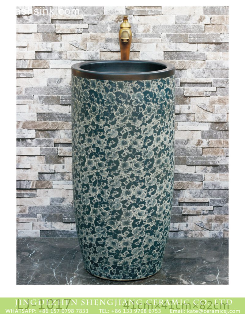 LJ-1017 Jingdezgen factory wholesale price blue and white ceramic outdoor lavabo LJ-1017 - shengjiang  ceramic  factory   porcelain art hand basin wash sink