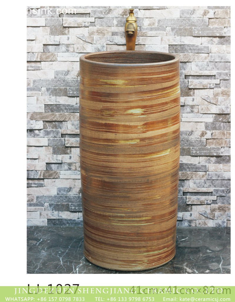 LJ-1027 Hot sales special design wood smooth surface outdoor vanity basin LJ-1027 - shengjiang  ceramic  factory   porcelain art hand basin wash sink