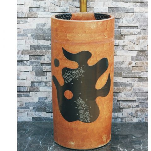 Jingdezhen fancy ceramic product brown color with black special printing one-piece basin LJ-1030