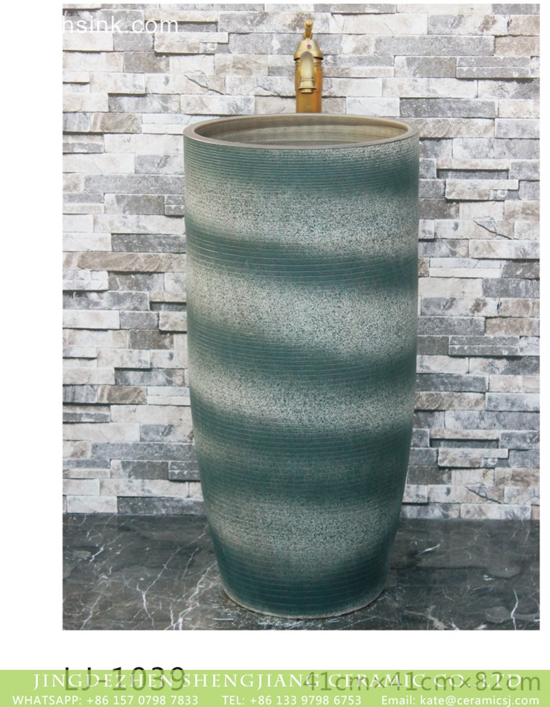 LJ-1039 Shengjiang factory hot sell dark green-and-white color art ceramic outdoor vanity basin LJ-1039 - shengjiang  ceramic  factory   porcelain art hand basin wash sink