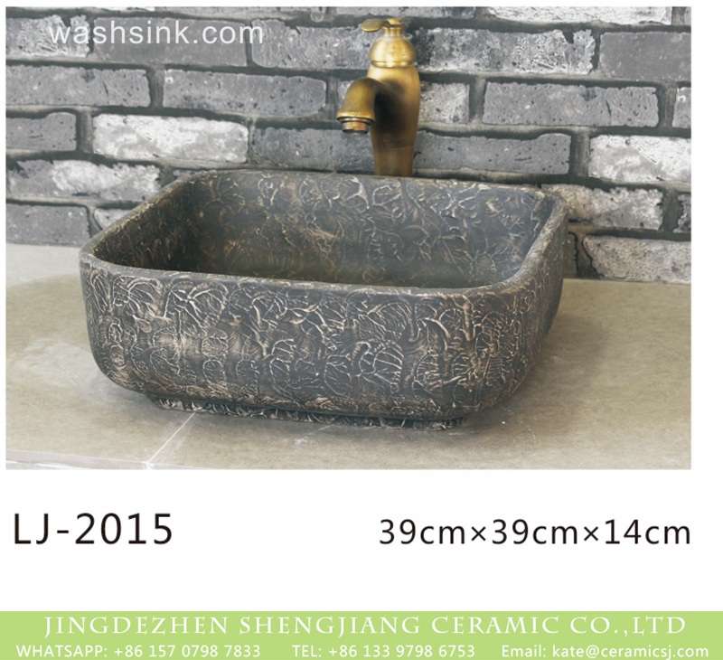 LJ-2015 Jingdezhen factory direct durable dark color foursquare wash hand basin LJ-2015 - shengjiang  ceramic  factory   porcelain art hand basin wash sink