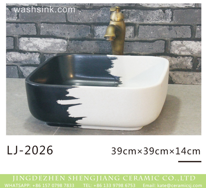 LJ-2026 New product modern simplicity style black and white color art wash basin  LJ-2026 - shengjiang  ceramic  factory   porcelain art hand basin wash sink