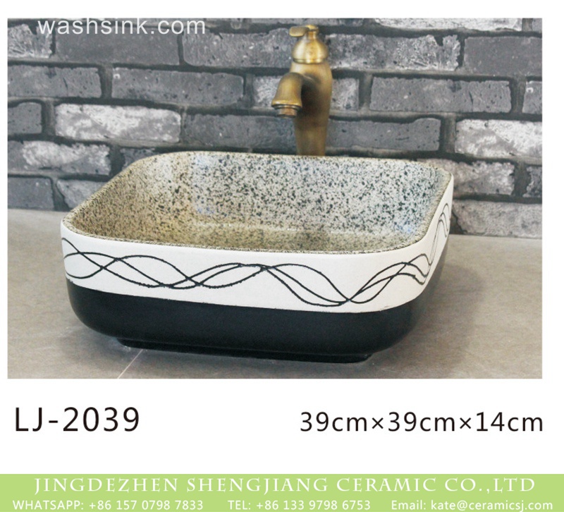 LJ-2039 Hot Sales special design modern simplicity white and black color art wash basin  LJ-2039 - shengjiang  ceramic  factory   porcelain art hand basin wash sink