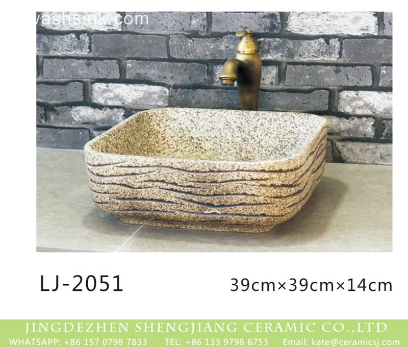 LJ-2051 Hot new products hand carved durable thick edge wash basin  LJ-2051 - shengjiang  ceramic  factory   porcelain art hand basin wash sink