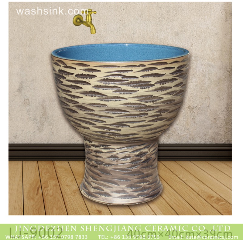 LJ-9002 Jingdezhen bathroom ceramic dark surface with special pattern mop basin  LJ-9002 - shengjiang  ceramic  factory   porcelain art hand basin wash sink