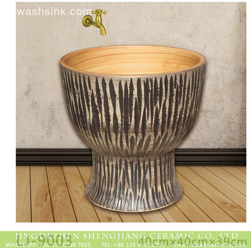 LJ-9003 China traditional ceramic hand carved mop sink  LJ-9003 - shengjiang  ceramic  factory   porcelain art hand basin wash sink