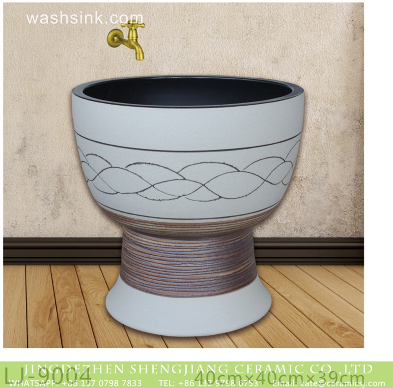 LJ-9004 Shengjiang factory white color floor mop bathroom art wash sink  LJ-9004 - shengjiang  ceramic  factory   porcelain art hand basin wash sink