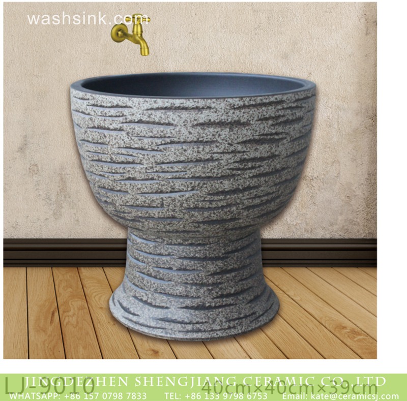 LJ-9010 New product hand carved dark color mop basin  LJ-9010 - shengjiang  ceramic  factory   porcelain art hand basin wash sink