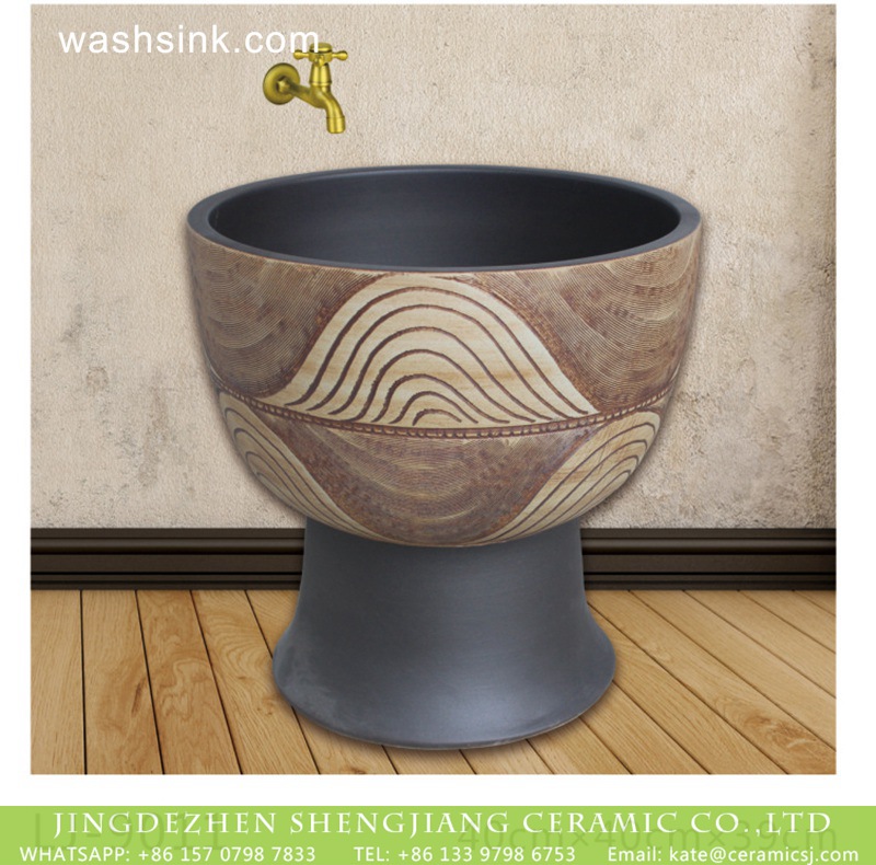 LJ-9011 Shengjiang factory direct black art ceramic mop basin  LJ-9011 - shengjiang  ceramic  factory   porcelain art hand basin wash sink