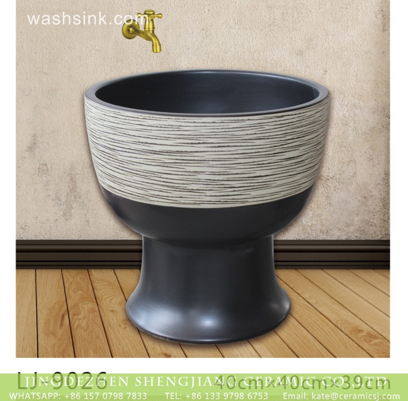 LJ-9026 Jingdezhen new product black and white ceramic bathroom mop sink  LJ-9026 - shengjiang  ceramic  factory   porcelain art hand basin wash sink