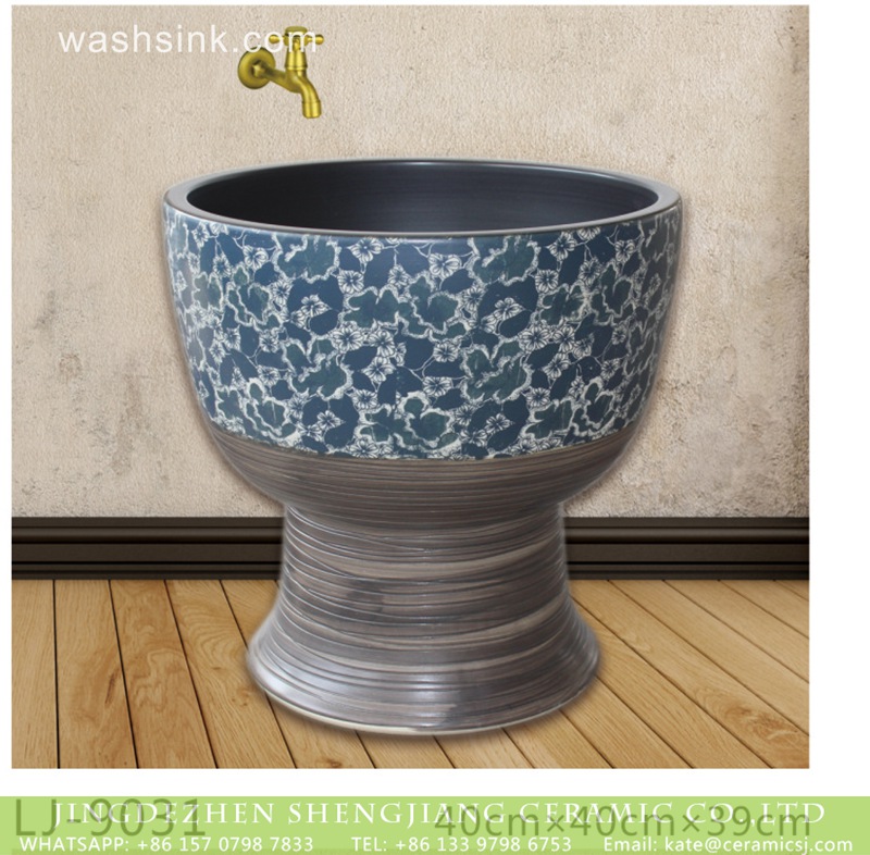 LJ-9031 Hot sell product blue and white ceramic mop basin  LJ-9031 - shengjiang  ceramic  factory   porcelain art hand basin wash sink