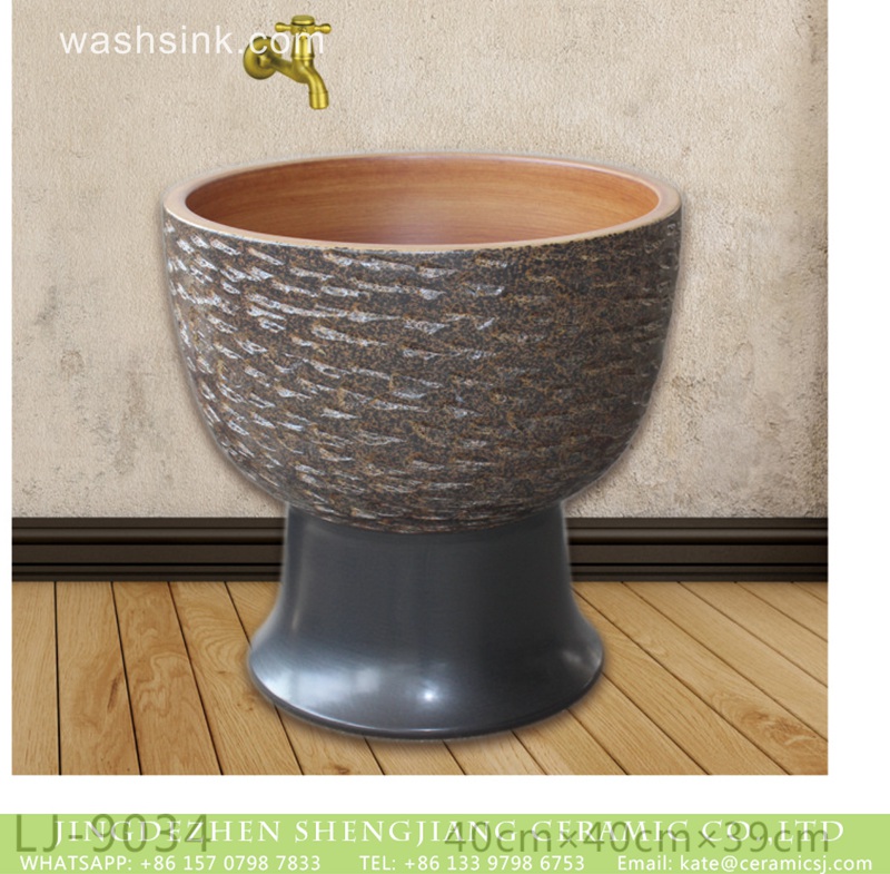 LJ-9034 Shengjiang factory produce dark uneven surface floor mop basin  LJ-9034 - shengjiang  ceramic  factory   porcelain art hand basin wash sink