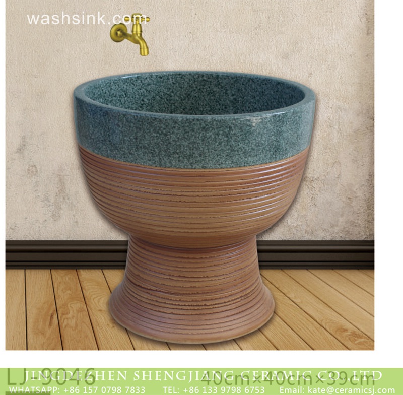 LJ-9046 Shengjiang factory produce durable porcelain green and brown surface floor mop sink  LJ-9046 - shengjiang  ceramic  factory   porcelain art hand basin wash sink