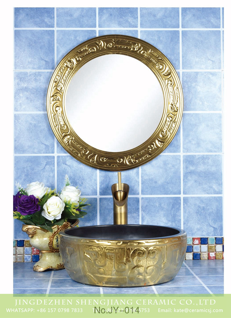 SJJY-014-48金银台盆_04 Hot sale product gold color with special pattern sanitory ware - shengjiang  ceramic  factory   porcelain art hand basin wash sink