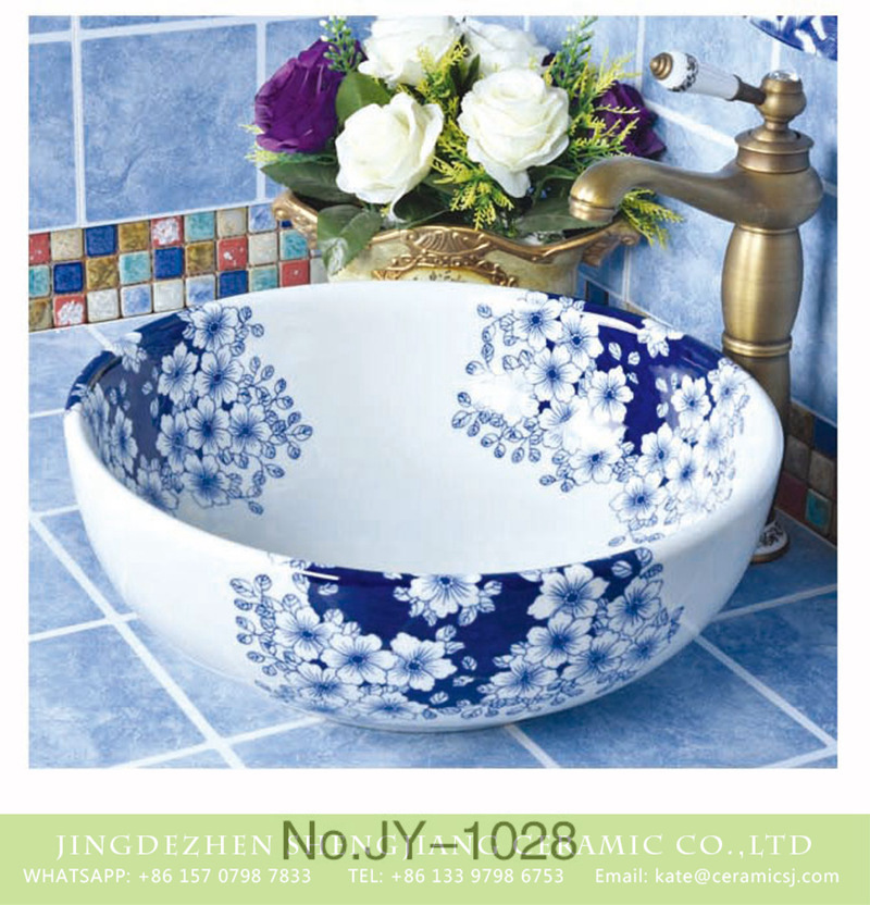 SJJY-1028-9青花台盘_07 Shengjiang factory produce durable ceramic with the beautiful plum blossom pattern lavabo       SJJY-1028-9 - shengjiang  ceramic  factory   porcelain art hand basin wash sink