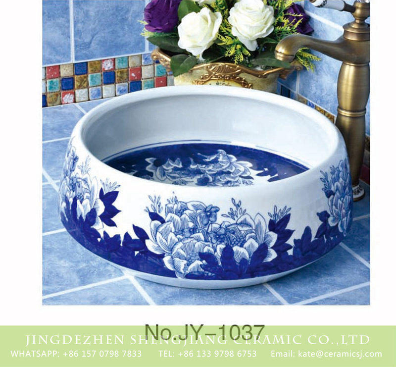 SJJY-1037-12仿古四方盆_03 China hot sale new product blue floral surface wash hand basin       SJJY-1037-12 - shengjiang  ceramic  factory   porcelain art hand basin wash sink