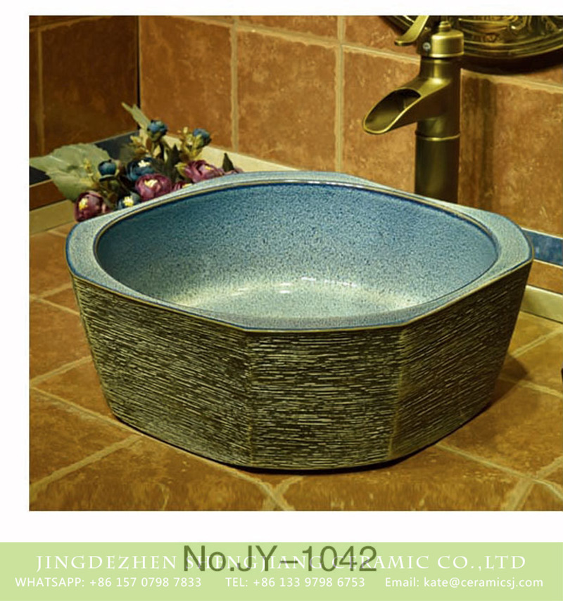 SJJY-1042-12仿古四方盆_08 Hot sale high quality product blue color high gloss wall vanity basin     SJJY-1042-12 - shengjiang  ceramic  factory   porcelain art hand basin wash sink