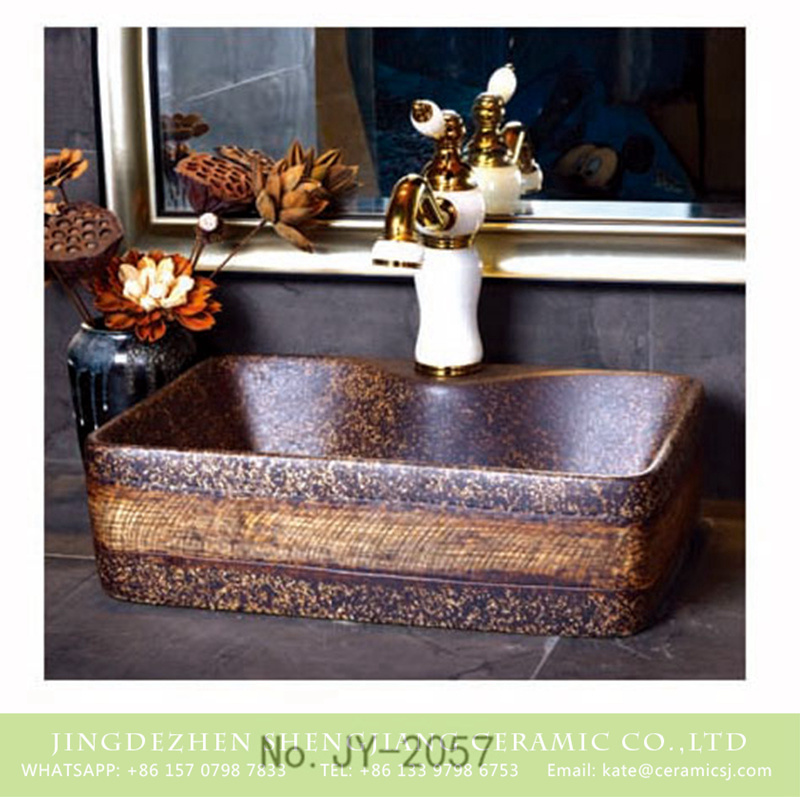 SJJY-1057-8有孔四方台盆_10 Jingdezhen factory direct dark color marble surface toilet basin    SJJY-1057-8 - shengjiang  ceramic  factory   porcelain art hand basin wash sink