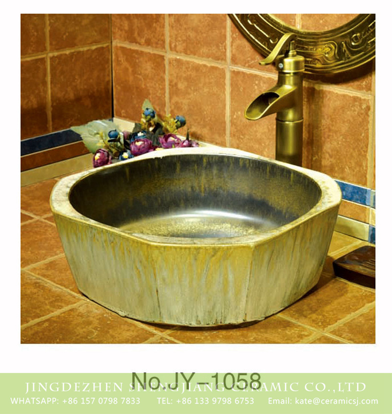 SJJY-1058-13仿古四方盆_13 Shengjiang factory direct wholesale art durable bathroom sink    SJJY-1058-13 - shengjiang  ceramic  factory   porcelain art hand basin wash sink