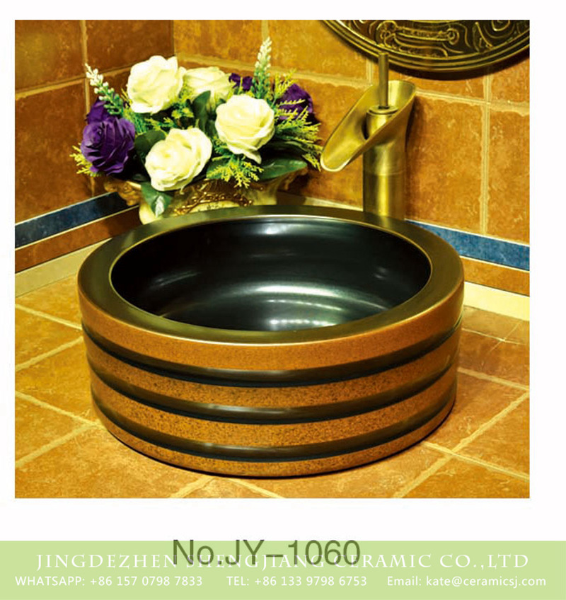 SJJY-1060-13仿古四方盆_15 China art ceramic hand carved thick brown color edge sanitary ware    SJJY-1060-13 - shengjiang  ceramic  factory   porcelain art hand basin wash sink