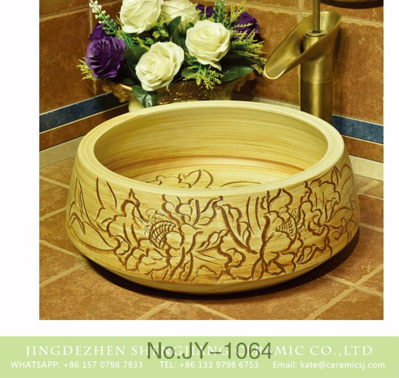SJJY-1064-14仿古聚宝盆_07 China traditional high quality bathroom ceramic pure hand carved beautiful pattern surface art basin    SJJY-1064-14 - shengjiang  ceramic  factory   porcelain art hand basin wash sink