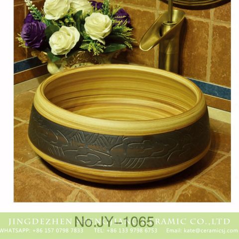 Jingdezhen factory direct hand carved toilet basin    SJJY-1065-14