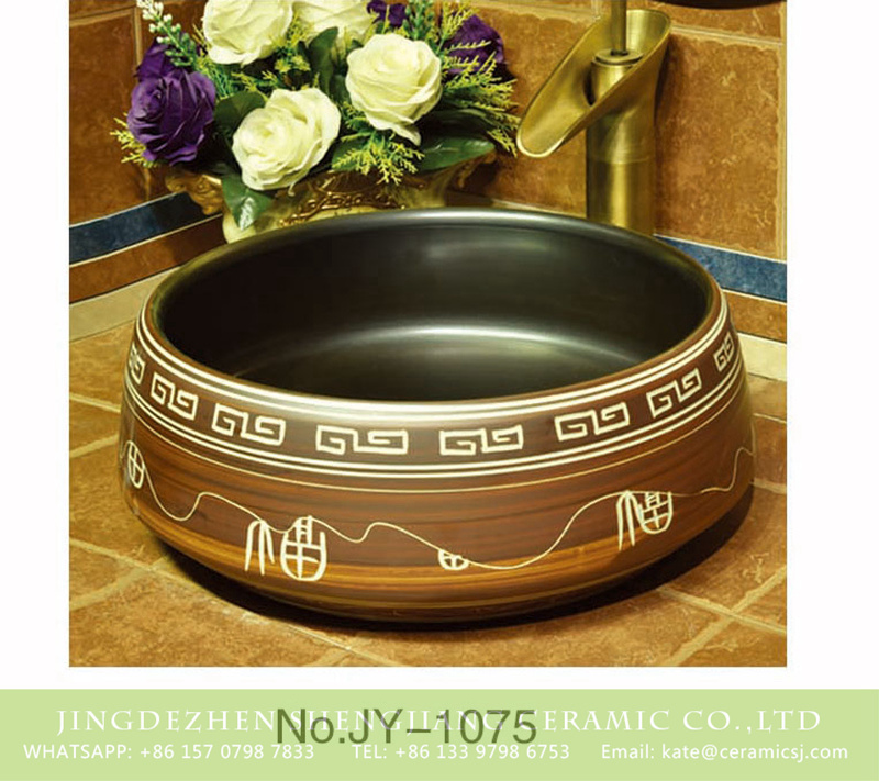 SJJY-1075-15仿古聚宝盆_07 China traditional hand painted art pattern surface sanitary ware    SJJY-1075-15 - shengjiang  ceramic  factory   porcelain art hand basin wash sink