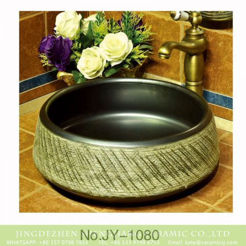 Jingdezhen unique design black color wall durable art basin   SJJY-1080-15