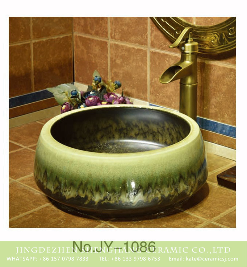 SJJY-1087-16仿古聚宝盆_08 Shengjiang factory porcelain round shape colored glaze wash basin    SJJY-1086-16 - shengjiang  ceramic  factory   porcelain art hand basin wash sink