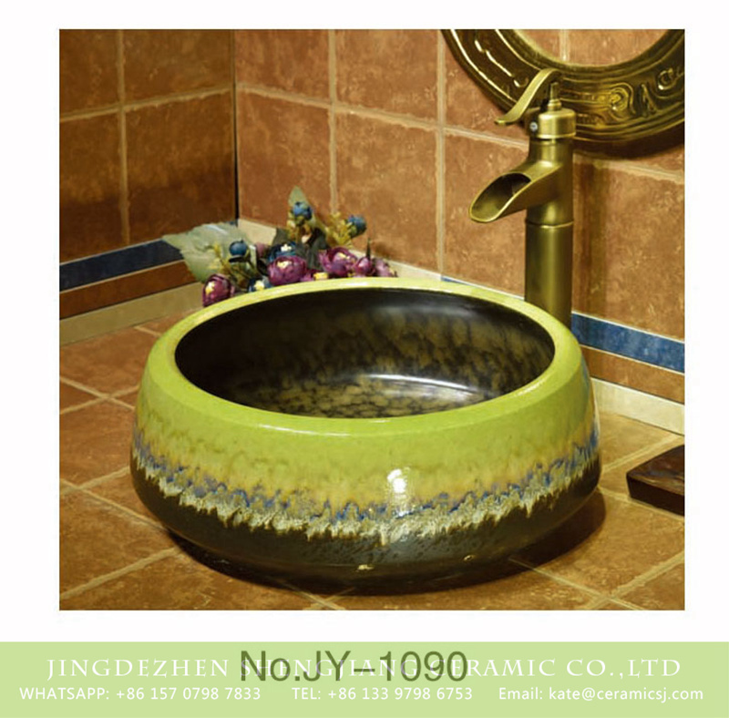 SJJY-1090-16仿古聚宝盆_11 Hand painted high gloss ceramic with colored glaze surface art basin    SJJY-1090-16 - shengjiang  ceramic  factory   porcelain art hand basin wash sink
