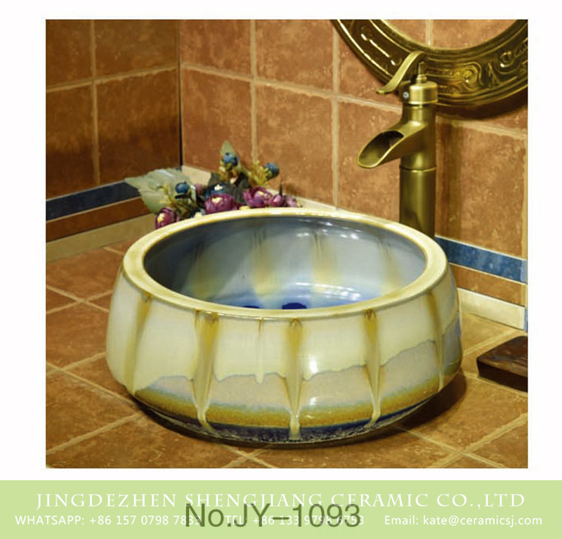 SJJY-1092-16仿古聚宝盆_15 High quality and color glazed beautiful bathroom wash sink    SJJY-1093-16 - shengjiang  ceramic  factory   porcelain art hand basin wash sink