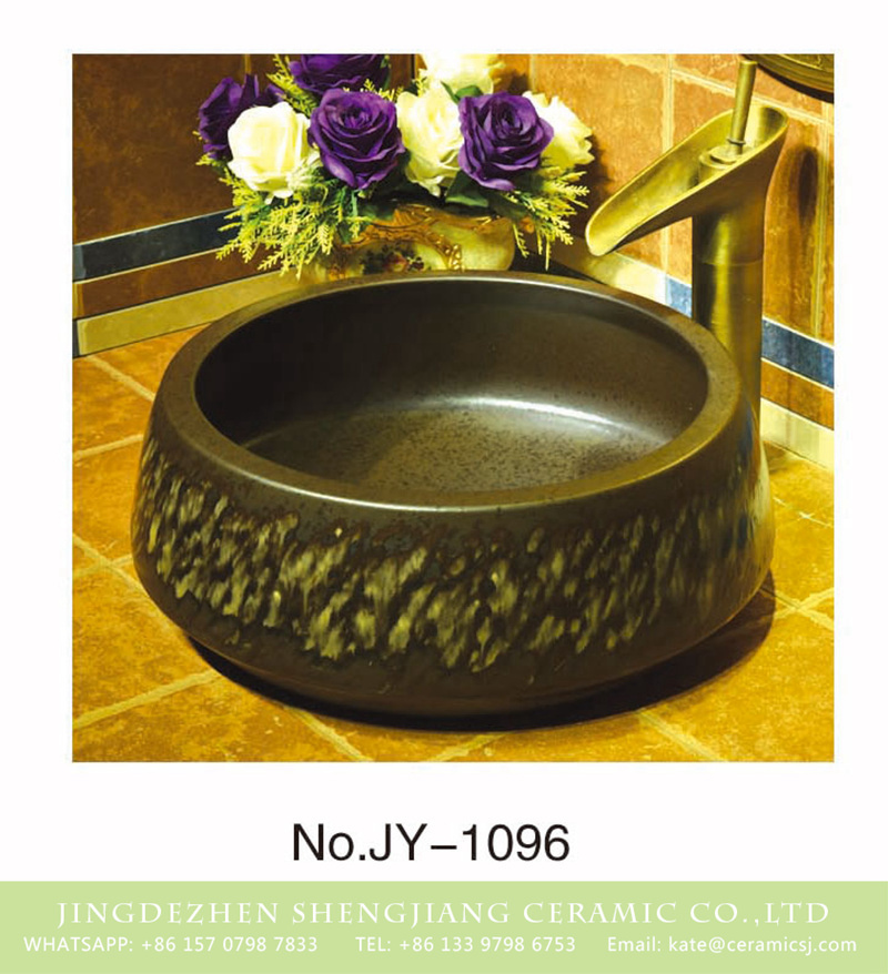 SJJY-1096-16仿古聚宝盆_19 Made in China high quality ceramic dark color sanitary ware    SJJY-1096-16 - shengjiang  ceramic  factory   porcelain art hand basin wash sink