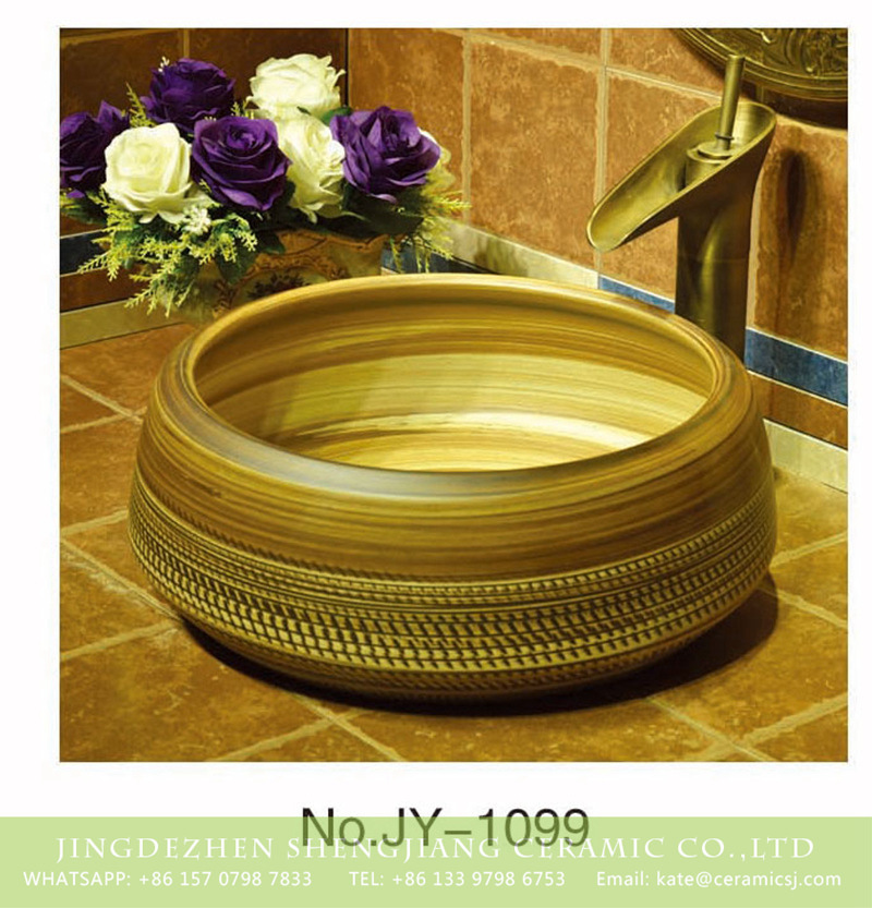 SJJY-1099-17仿古聚宝盆_05 China style hand craft wood surface wash basin    SJJY-1099-17 - shengjiang  ceramic  factory   porcelain art hand basin wash sink