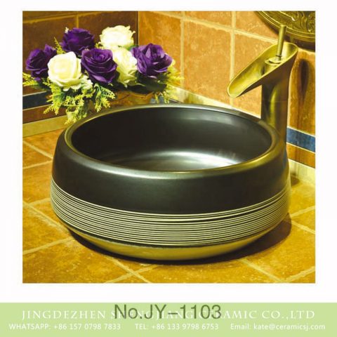 Jingdezhen factory wholesale high gloss ceramic with hand painted white stripes surface sanitary ware   SJJY-1103-17