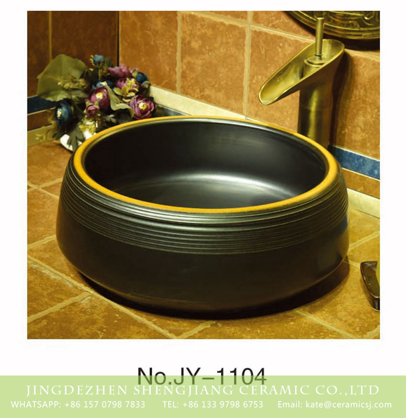 SJJY-1104-17仿古聚宝盆_12 Shengjiang factory black color porcelain durable toilet basin     SJJY-1104-17 - shengjiang  ceramic  factory   porcelain art hand basin wash sink