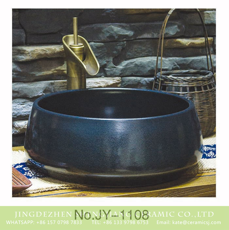 SJJY-1108-18仿古聚宝盆_05 China modern pure hand smooth dark blue color vanity basin     SJJY-1108-18 - shengjiang  ceramic  factory   porcelain art hand basin wash sink