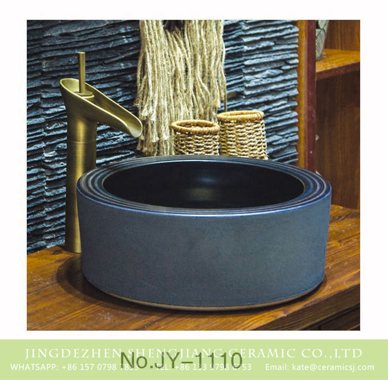 SJJY-1110-18仿古聚宝盆_08 China modern concise style pure hand dark color ceramic wash basin     SJJY-1110-18 - shengjiang  ceramic  factory   porcelain art hand basin wash sink